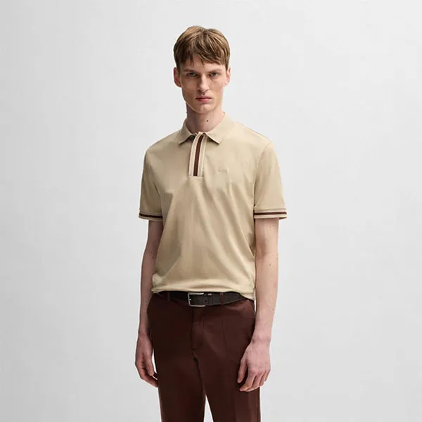 Áo Polo Nam Hugo Boss Parlay 50486186 275 Màu Be Size S
