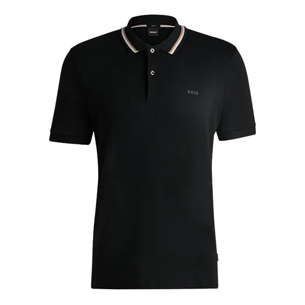 Áo Polo Nam Hugo Boss With Striped Collar 50469360 001 Màu Đen Size M