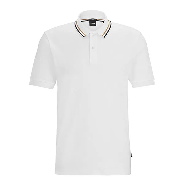 Áo Polo Nam Hugo Boss With Striped Collar 50469360 100 Màu Trắng Size L - Thời trang - Vua Hàng Hiệu
