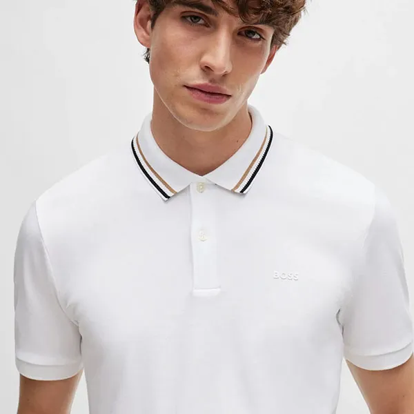Áo Polo Nam Hugo Boss With Striped Collar 50469360 100 Màu Trắng Size L - Thời trang - Vua Hàng Hiệu