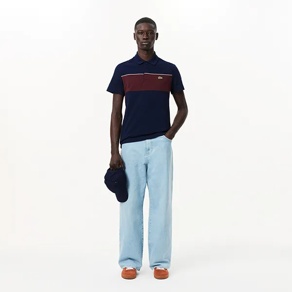 Áo Polo Nam Lacoste Men's Regular Fit L.12.12 Colorblock PH2847 51 IE3 Màu Navy/Đỏ Size 3