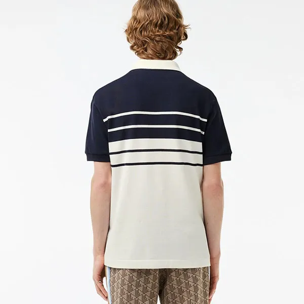 Áo Polo Nam Lacoste Shirt Colourblock PH8135 GA3 Màu Xanh Trắng Size 4