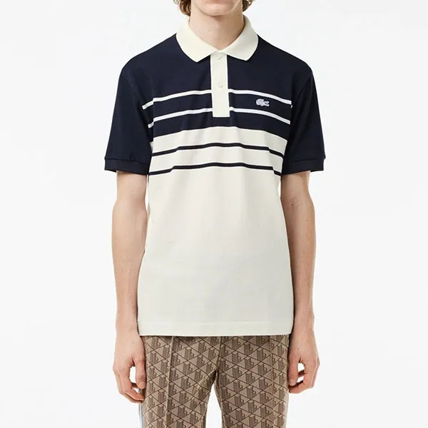 Áo Polo Nam Lacoste Shirt Colourblock PH8135 GA3 Màu Xanh Trắng Size 4