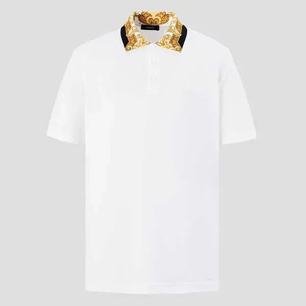 Áo Polo Nam Versace White Logo Polo Shirt 1012260 Màu Trắng Size S