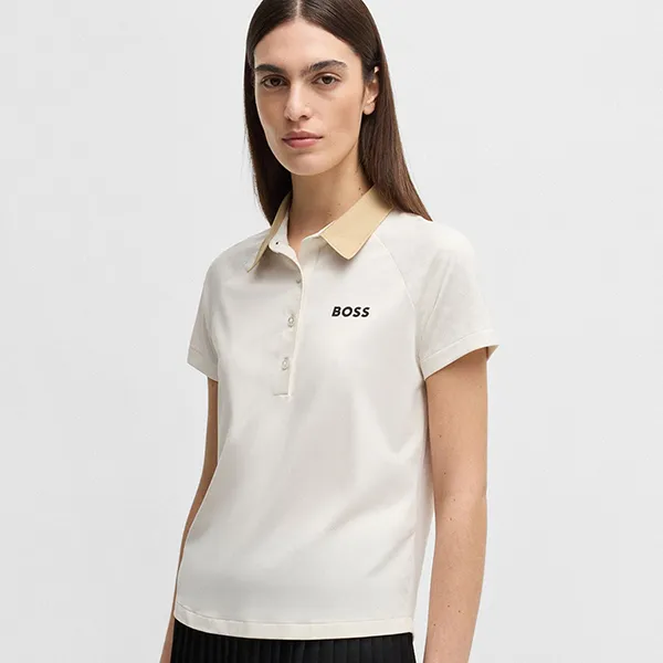 Áo Polo Nữ Hugo Boss Colour-Blocked Active Polo Shirt With Logo Detail 50540217 118 Màu Trắng Size S - Thời trang - Vua Hàng Hiệu
