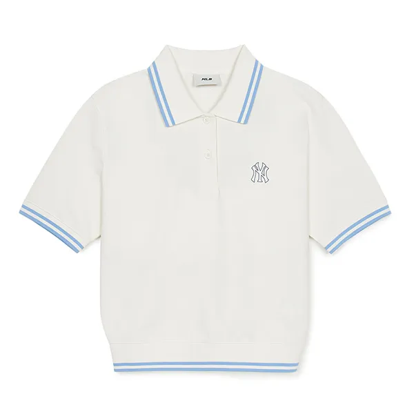 Áo Polo Nữ MLB Basic Crop Polo New York Yankees 3FPQB0253-50IVS Màu Trắng Kem Size M - Thời trang - Vua Hàng Hiệu