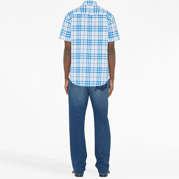 Áo Sơ Mi Cộc Tay Nam Burberry Check Pattern Short Sleeve Màu Xanh Kẻ Size XS - Thời trang - Vua Hàng Hiệu
