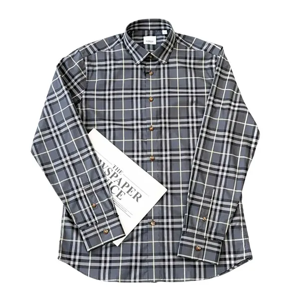 Áo Sơ Mi Nam Burberry Grey Long Sleeve Vintage Check Shirt Màu Xám Size S