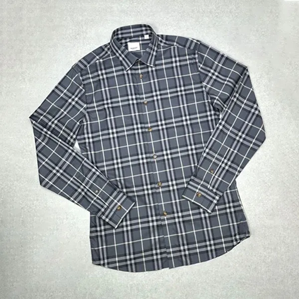 Áo Sơ Mi Nam Burberry Grey Long Sleeve Vintage Check Shirt Màu Xám Size S