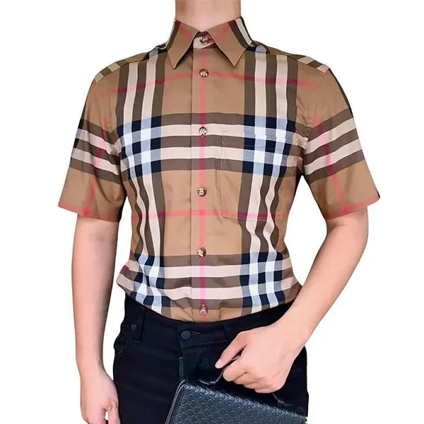 Áo Sơ Mi Nam Burberry With Vintage Brown 8084291 Màu Nâu Kẻ Size XS