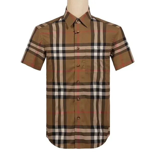 Áo Sơ Mi Nam Burberry With Vintage Brown 8084291 Màu Nâu Kẻ Size XS
