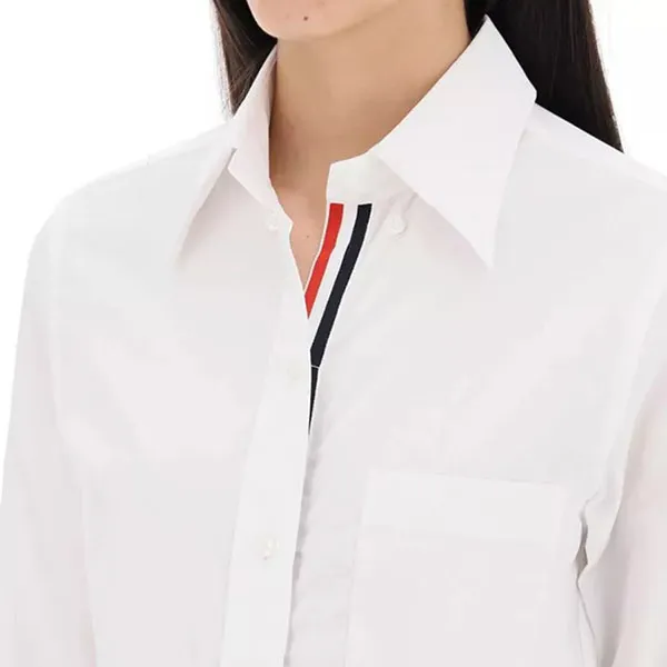 Áo Sơ Mi Nữ Thom Browne Fitted Poplin Shirt FLL005E03113 100 Màu Trắng Size 40