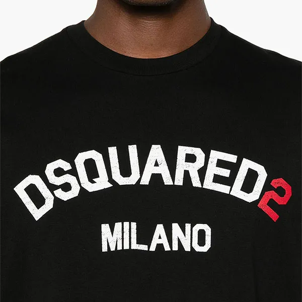 Áo Thun Nam DSquared2 Cotton T-Shirt With Printed Logo Màu Đen Size S - Thời trang - Vua Hàng Hiệu