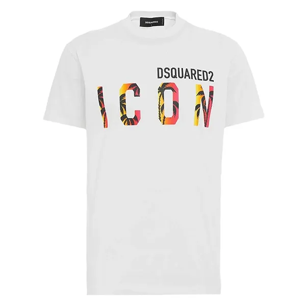 Áo Thun Nam DSquared2 Men's Icon Sunset Cool Round Neck Short Sleeve T-Shirt S79GC0065 Màu Trắng Size M - Thời trang - Vua Hàng Hiệu