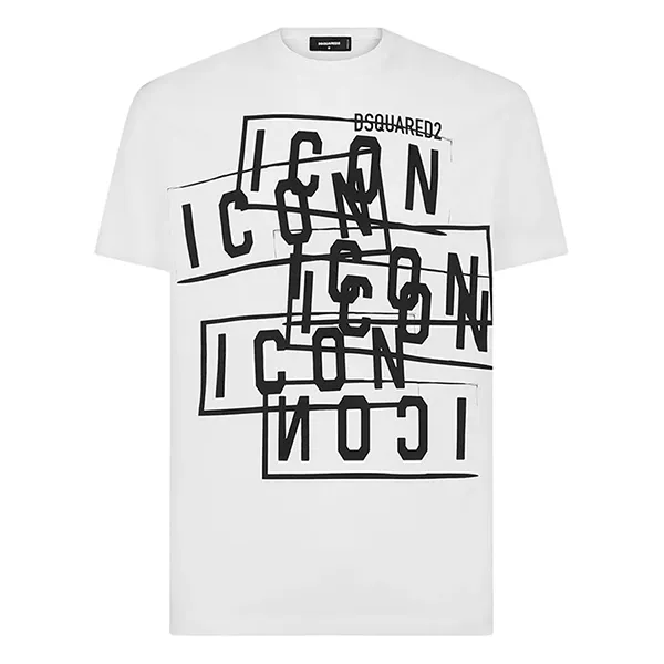Áo Thun Nam DSquared2 Men's Round Neck Short Sleeve T-Shirt With Icon Stamps Cool Fit Logo S79GC0087 Màu Trắng Size S - Thời trang - Vua Hàng Hiệu