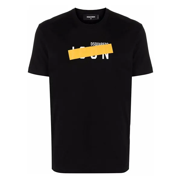 Áo Thun Nam Dsquared2 Tape Detail Icon Black S79GC0035S23009 T-shirt Màu Đen Size M