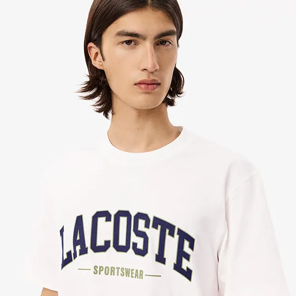 Áo Thun Nam Lacoste TH6565 51 001 Tshirt Màu Trắng Size 4