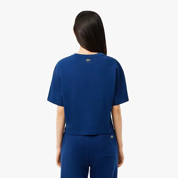 Áo Thun Nữ Lacoste Women's Cotton Logo T-Shirt TF2523 51 HBM Màu Xanh Dương Size 32