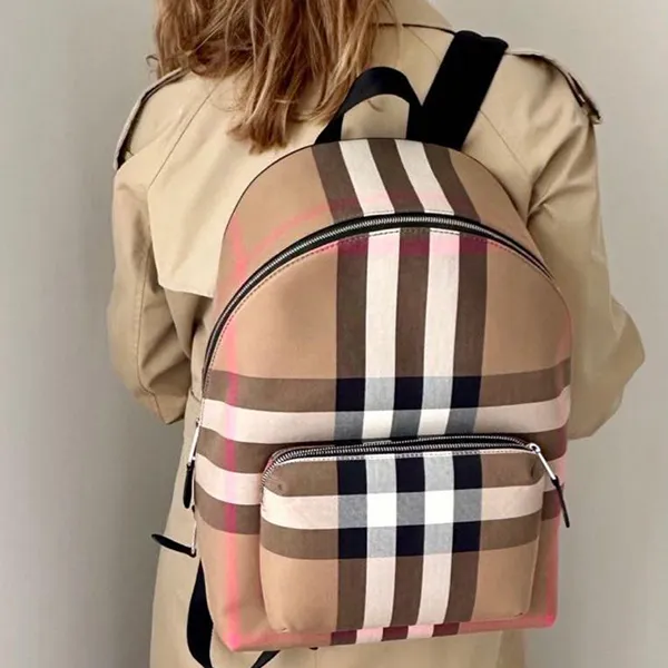 Balo Burberry Check Backpacks Màu Be Kẻ