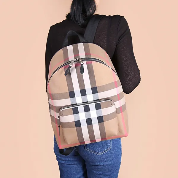 Balo Burberry Check Backpacks Màu Be Kẻ
