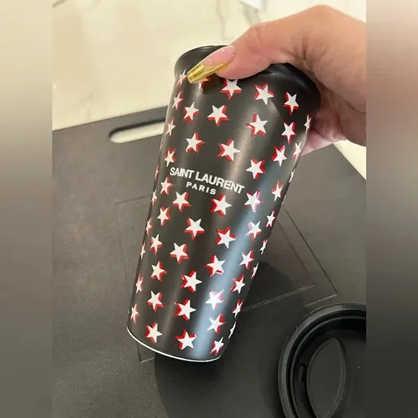 Bình Nước Yves Saint Laurent YSL Ceramic Tumbler Màu Đen Đỏ - Cốc - Vua Hàng Hiệu