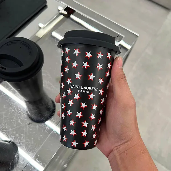 Bình Nước Yves Saint Laurent YSL Ceramic Tumbler Màu Đen Đỏ - Cốc - Vua Hàng Hiệu