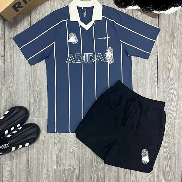 Bộ Quần Áo Cộc Tay Nam Adidas Tiro Stripe Heavy Jersey Loose Blue/ Black Màu Xanh Đen Size S