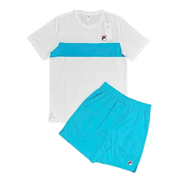 Bộ Quần Áo Cộc Tay Nam Nam Fila Tennis Essentials Short Màu Trắng - Xanh Size S (Form Âu)