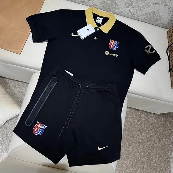 Bộ Quần Áo Cộc Tay Nam Nike FC Barcelona Màu Đen Size S (Form Âu)