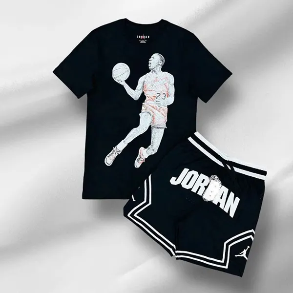 Bộ Quần Áo Cộc Tay Nam Nike Jordan Brand Dot Crew Diamond TEE JD23 Màu Đen Size XS (Form Âu)