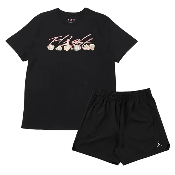 Bộ Quần Áo Cộc Tay Nam Nike Jordan Flight Essentials FN5967-010/FN5842-010 Màu Đen Size S