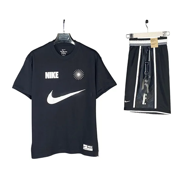Bộ Quần Áo Cộc Tay Nam Nike Men's Short Sleeve Top Cotton Black Sport Màu Đen Size S