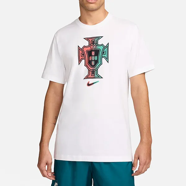 Bộ Quần Áo Cộc Tay Nam Nike Portugal Men's Soccer Tshirt Màu Trắng Xanh Size S (Form Âu)