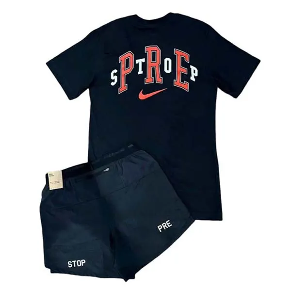 Bộ Quần Áo Cộc Tay Nam Nike Running FN4001-010 / FV8392-010 Màu Đen Size S