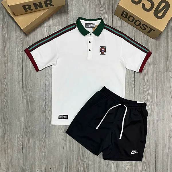 Bộ Quần Áo Cộc Tay Nam Nike Team Sports Shirt Portugal Màu Trắng Đen Size M (Form Á)
