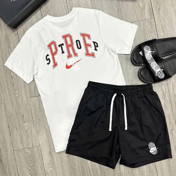 Bộ Thể Thao Nam Nike Men's Dri-FIT Running Màu Đen Trắng Size M (Form Á)