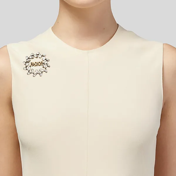Cài Áo Nữ Dior J'Adior Laurel Brooch Gold-Finish Metal And Silver Crystals Gold Màu Vàng