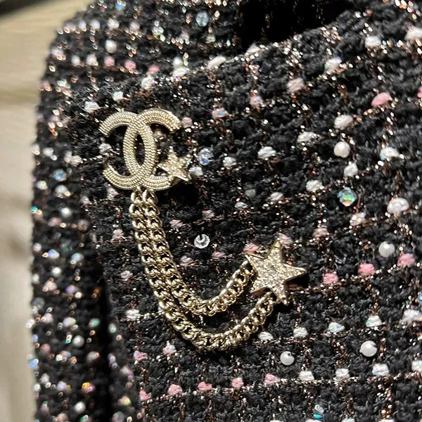 Cài Áo Nữ Chanel CC Crystal Chain Star Brooch Gold Màu Vàng Nhạt D- TT - Phụ kiện - Vua Hàng Hiệu