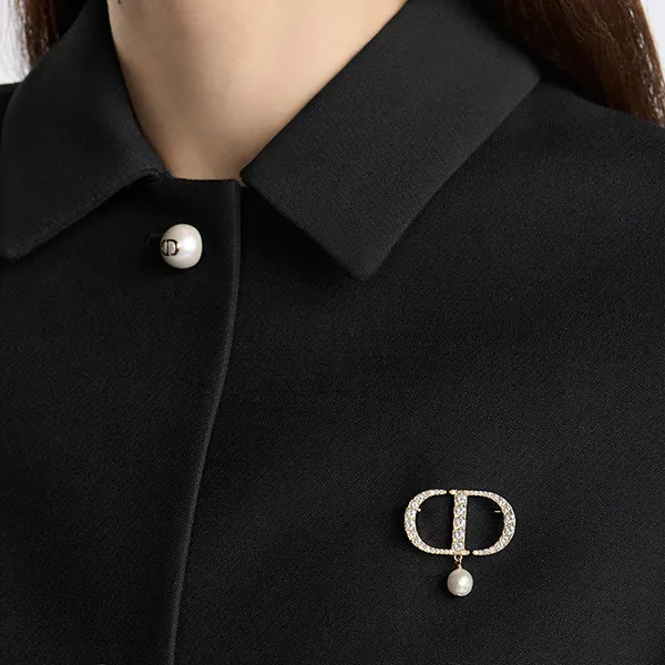 Cài Áo Nữ Dior Petit CD Brooch Màu Vàng Gold