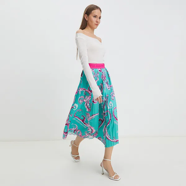 Chân Váy Nữ Versace Jeans Couture Print Chromo Couture 77HAE8A5 NS462 QY3 Màu Xanh Size 38