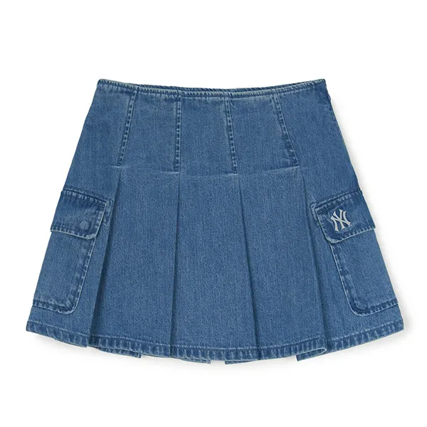Chân Váy Xếp Ly Nữ MLB Basic Pleated Cargo Denim Skirt New York Yankees 3FDSB0153-50INS Màu Xanh Navy