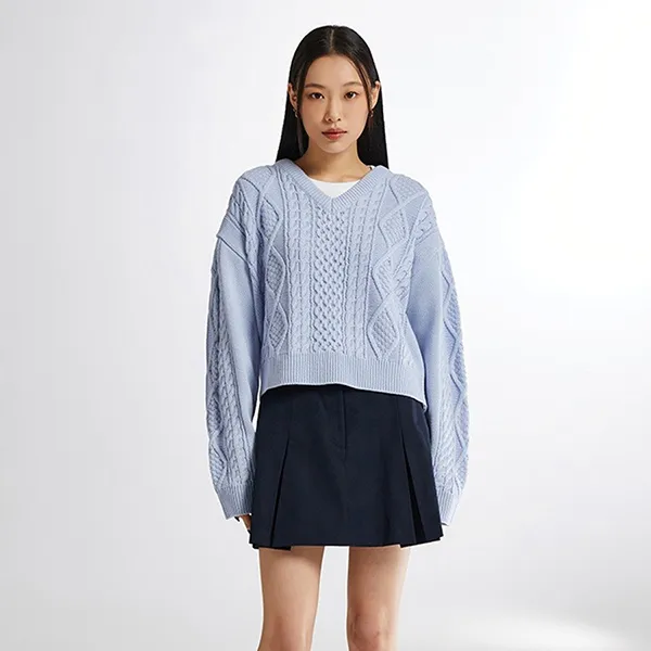 Chân Váy Xếp Ly Nữ Spao SPWHE23G11 Màu Xanh Navy