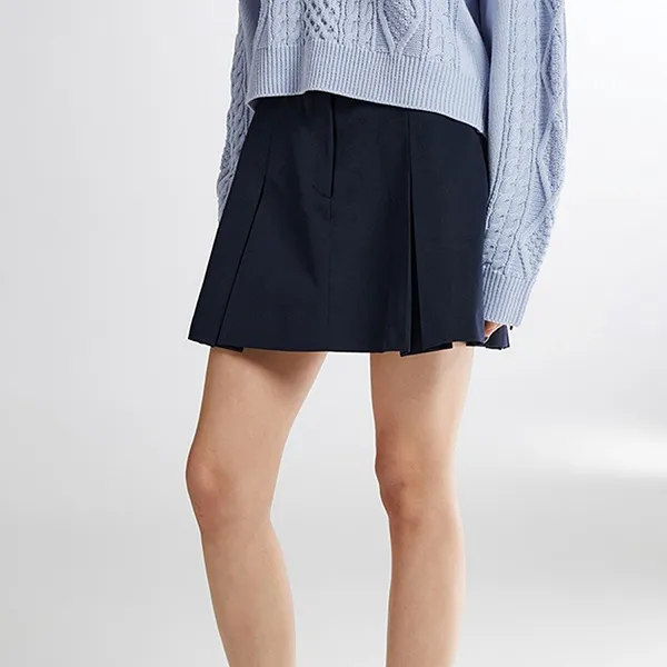 Chân Váy Xếp Ly Nữ Spao SPWHE23G11 Màu Xanh Navy