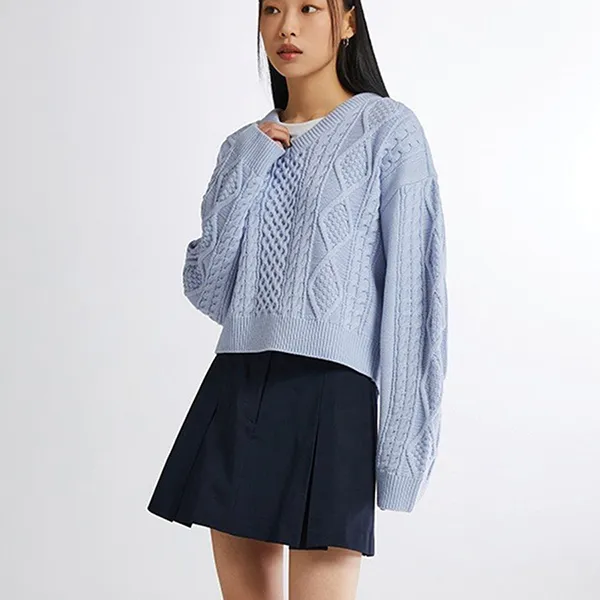 Chân Váy Xếp Ly Nữ Spao SPWHE23G11 Màu Xanh Navy