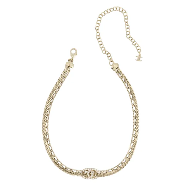 Dây Chuyền Nữ Chanel Chain Crystal CC Logo Choker Necklace Màu Vàng Gold - Trang sức - Vua Hàng Hiệu