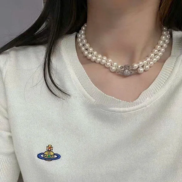 Dây Chuyền Choker Nữ Vivienne Westwood Graziella Omnes Pearl Silver Màu Trắng - Trang sức - Vua Hàng Hiệu