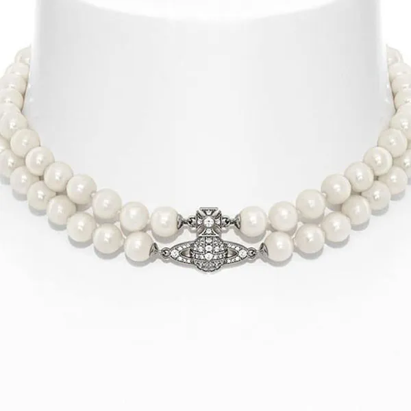 Dây Chuyền Choker Nữ Vivienne Westwood Graziella Omnes Pearl Silver Màu Trắng - Trang sức - Vua Hàng Hiệu