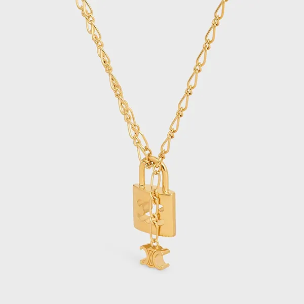 Dây Chuyền Nữ Celine Triomphe Lock Necklace In Brass With Gold Finish 461HH6BRA.35OR Màu Vàng - Trang sức - Vua Hàng Hiệu