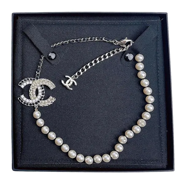 Dây Chuyền Nữ Chanel CC Pearl Choker Màu Trắng - Trang sức - Vua Hàng Hiệu