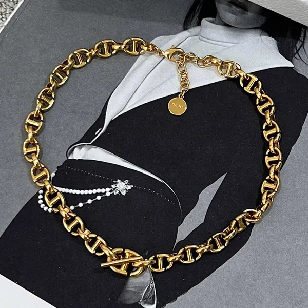 Dây Chuyền Nữ Dior CD Logo Chain Necklace Gold Màu Vàng Size 19 - Trang sức - Vua Hàng Hiệu
